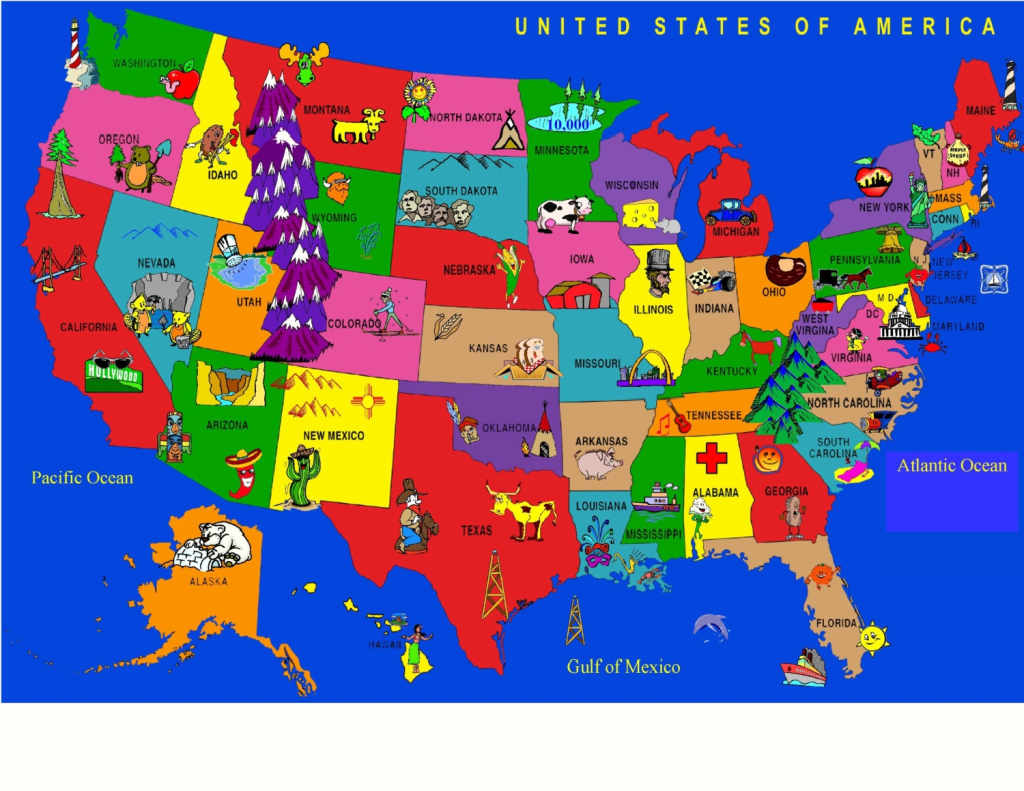 Usa Cartoon Map Children&amp;#039;S Educational Rug 6&amp;#039;6&amp;quot; X 8&amp;#039;4&amp;quot; Item # 1059 | Cartoon Map of the USA