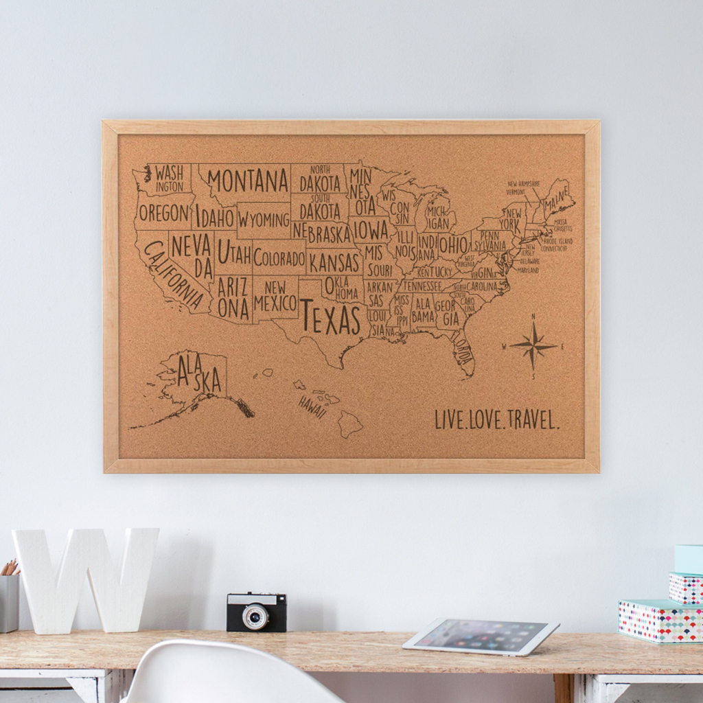 Usa Cork Board Map Personalisierte Landkarte - Karte Für | Map Of Usa Cork Board