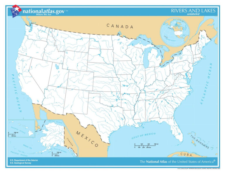 Map Of USA With All Rivers - Printable US Maps