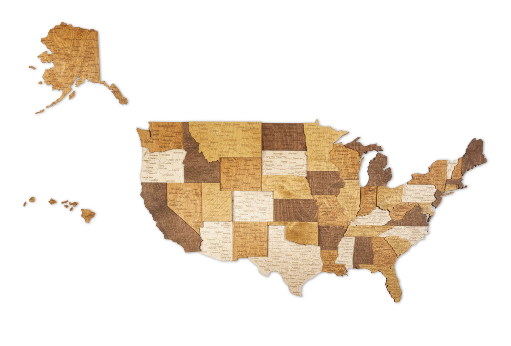 Usa Holzkarte Puzzle | Wooden Puzzle Map of USA
