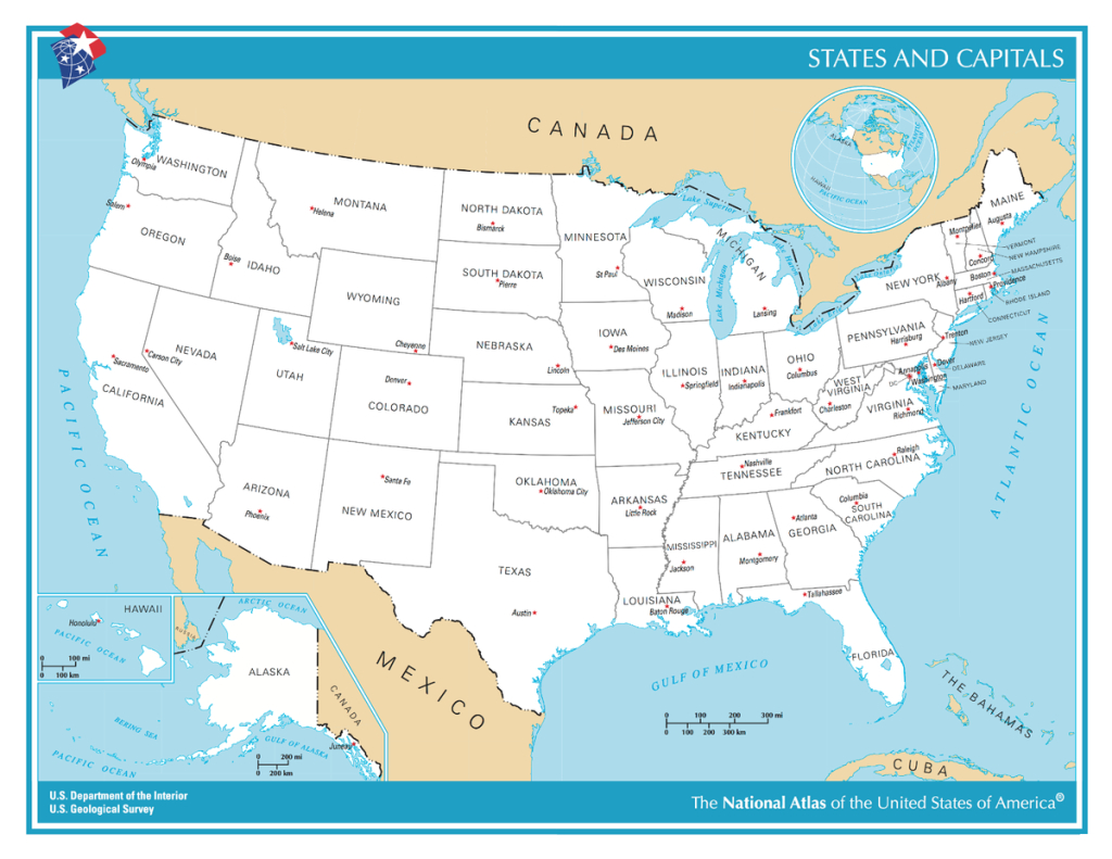 Usa Labeled States Whole Map Glossy Poster Picture Photo Print Banner 12132 | Map Of The Whole Usa