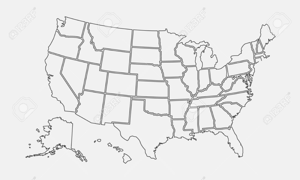 Usa Map Outline. United States Vector Blank Map. Us Line Map | Printable Map Outline of USA