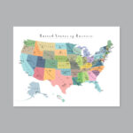 Usa Map, Printable Us Map, Large Us Map, Map Of United States, Kid | Printable Map Of USA 16x20