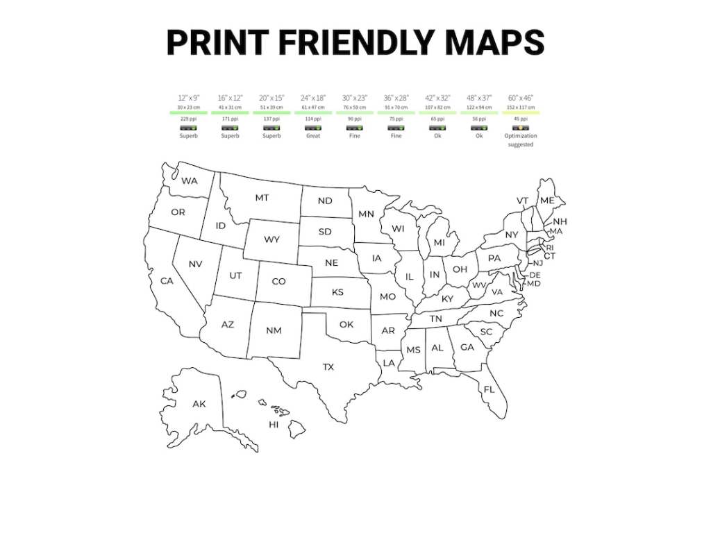 Usa Map Printable With State Abbreviations, Digital United States | Map of USA Abbreviated Printable