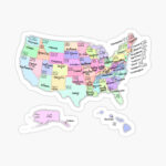 Usa Map With State Abbreviations And Capital Cities Names" Canvas | Map Of Usa With Abbreviations And Capitals