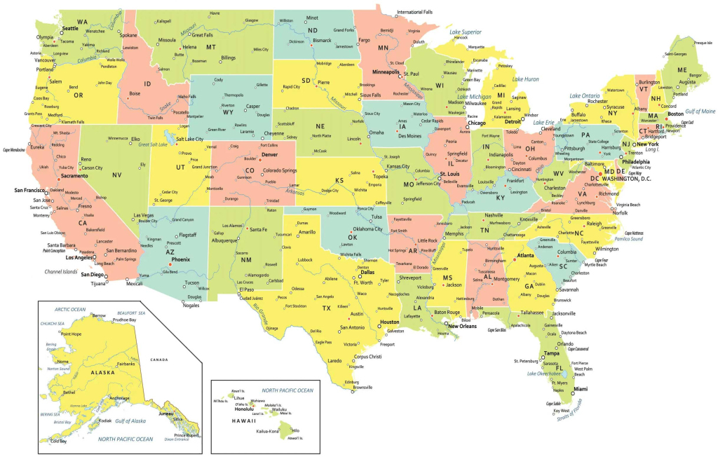 Usa Map With States And Cities - Gis Geography | Map of USA States with Names and Cities