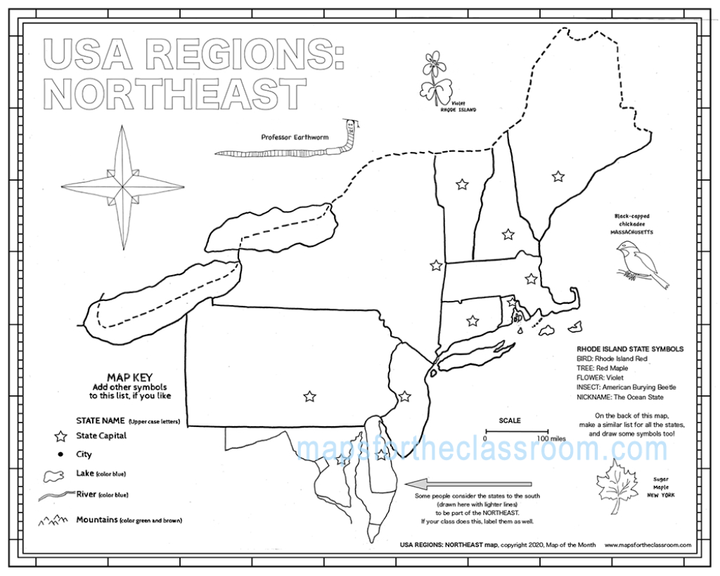 Usa Regions – Northeast | Free Printable Map of Northeast USA