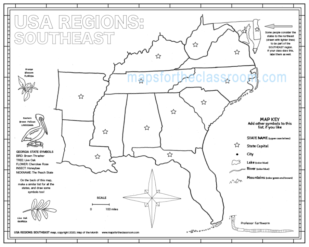 Usa Regions – Southeast | Printable Map Of Southeast Usa With Cities