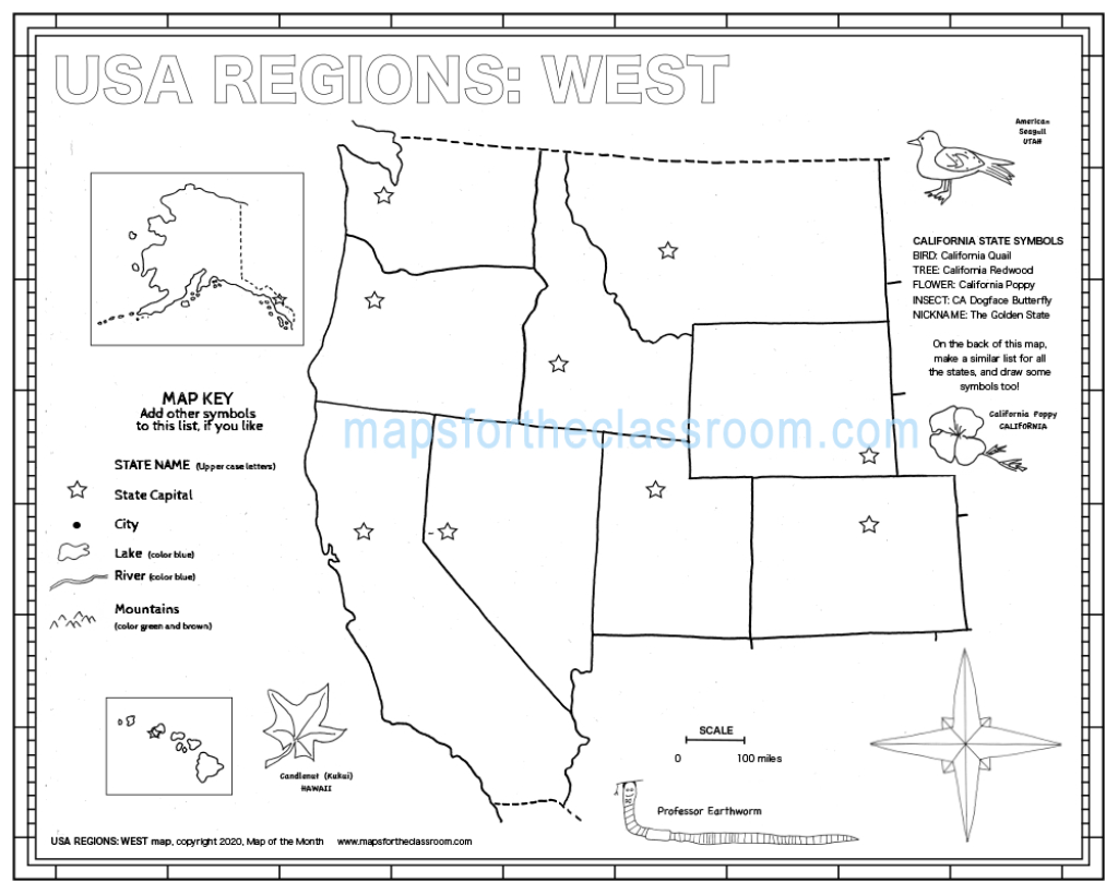 Usa Regions – West | Printable Black And White Map Of Usa Western