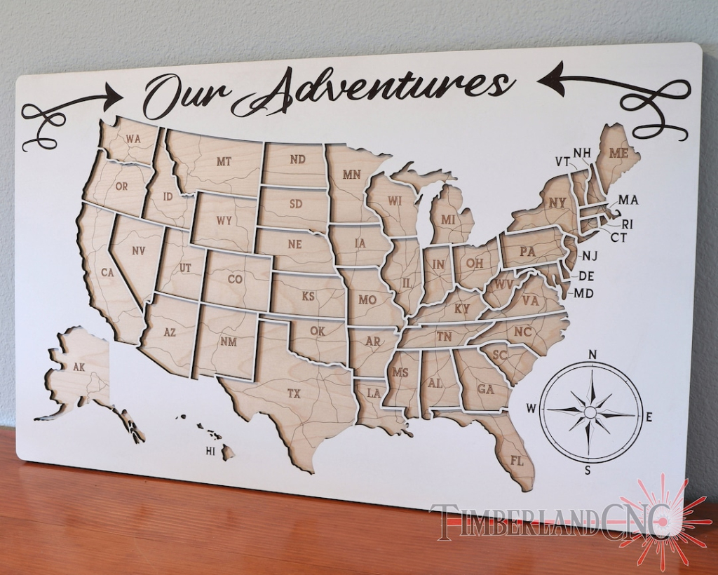 Usa Reisekarte, Landkarte, Svg, Lasercut-Datei - Etsy.de | Map of the USA with Compass