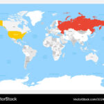 Usa & Russland Auf Weltkarte Lizenzfreies Vektorbild | Map Of USA And Russia