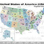 Usa State Capital Map: Vector Graphic (Digital Download)   Etsy | Map Of USA With Abbreviations And Capitals
