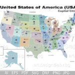 Usa State Capital Map: Vector Graphic (Digital Download)   Etsy | Map Of Usa With Capitals And Abbreviations