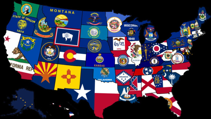 Map of USA with State Flags