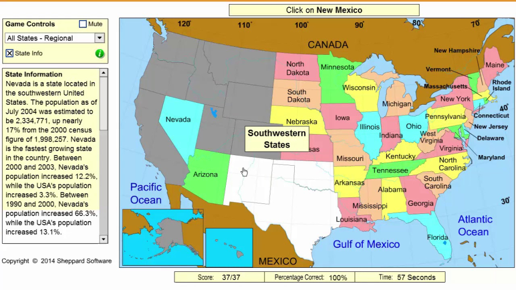 Usa States Game Level 1 - Learn The 50 States! Geography Game - Perfect Score. | Map Of Usa States Game