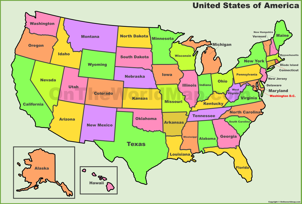 Usa States Map | List Of U.s. States | U.s. Map - Ontheworldmap | Map of the USA Showing the States