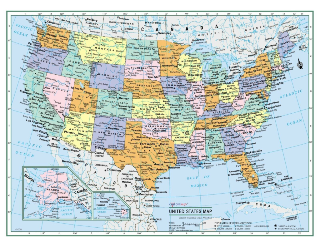 Usa United States Wall Map 22&amp;quot;X17&amp;quot; Large Print Laminated | Lorren | Full Map Of The Usa