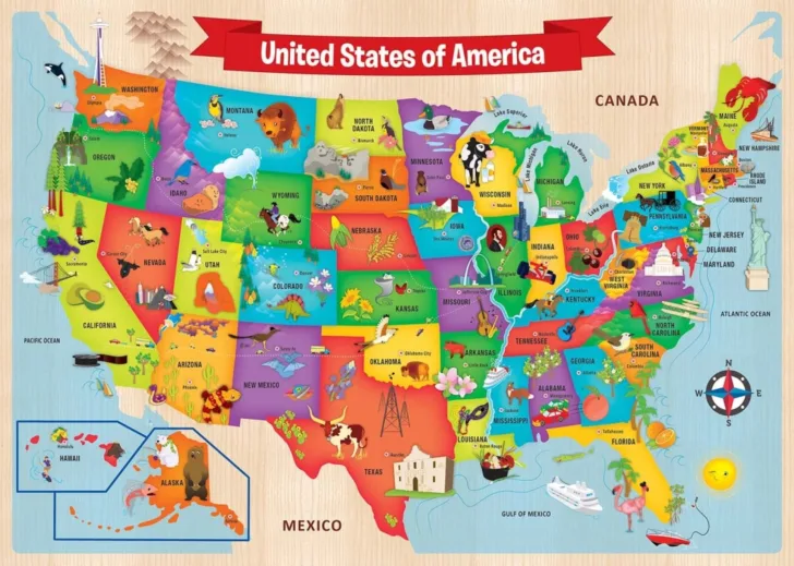 Wooden Puzzle Map of USA