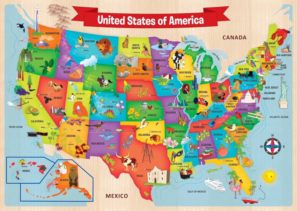 Usa Wood Map - 44 Piece Jigsaw Puzzlemasterpieces | Puzzle | Wooden Puzzle Map of USA