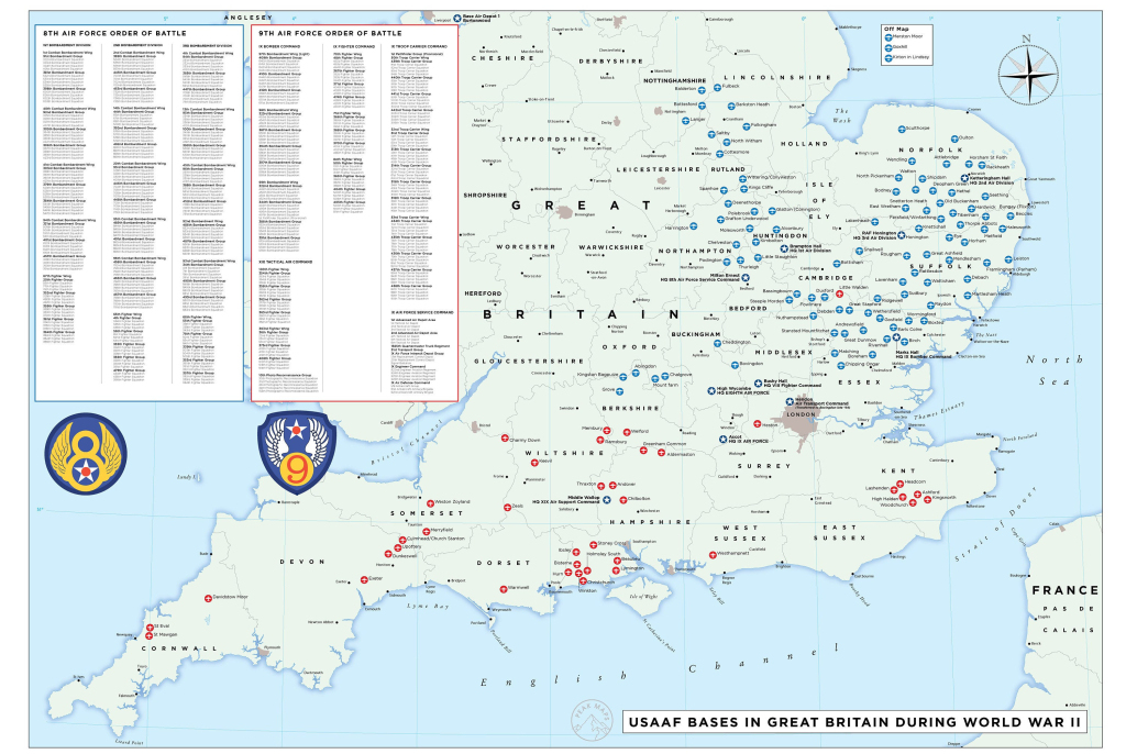 Usaaf Bases In Great Britain During World War Ii Map - Us 8Th Air | Map Of Usa Show Military Base Printable