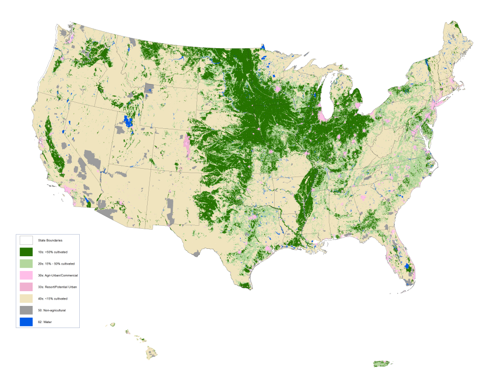 Usda - National Agricultural Statistics Service - Research And | Land Use Map of USA
