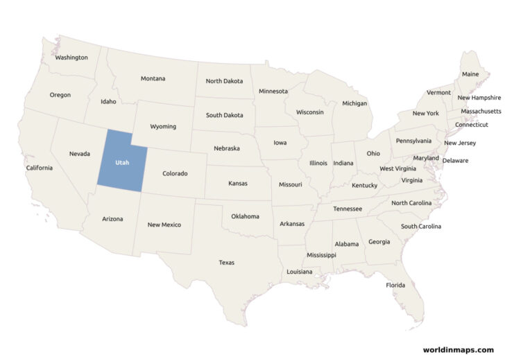 Utah on Map of USA Utah on Map of USA