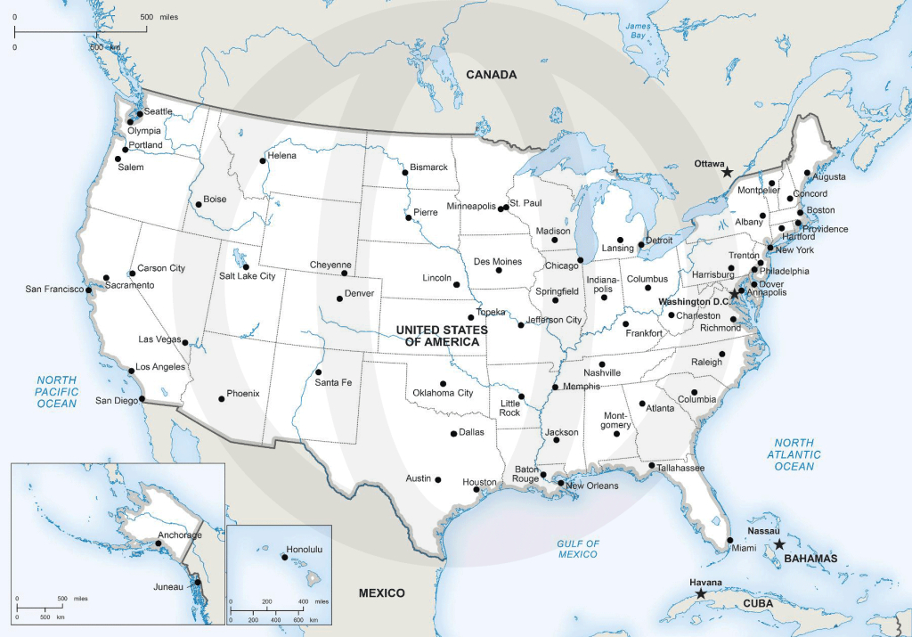 Vector Map Of United States Of America | One Stop Map | Printable Map of USA with Major Cities Picture