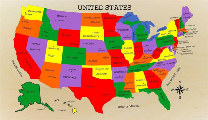 Map of the USA with Capitals and State Names