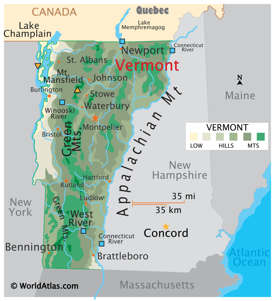 Vermont Maps &amp;amp; Facts - World Atlas | Map Of Vermont State Usa