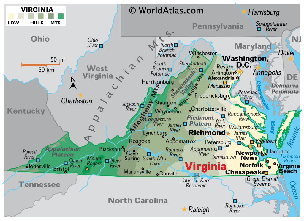 Virginia Maps &amp;amp; Facts - World Atlas | Detailed Map of Virginia USA