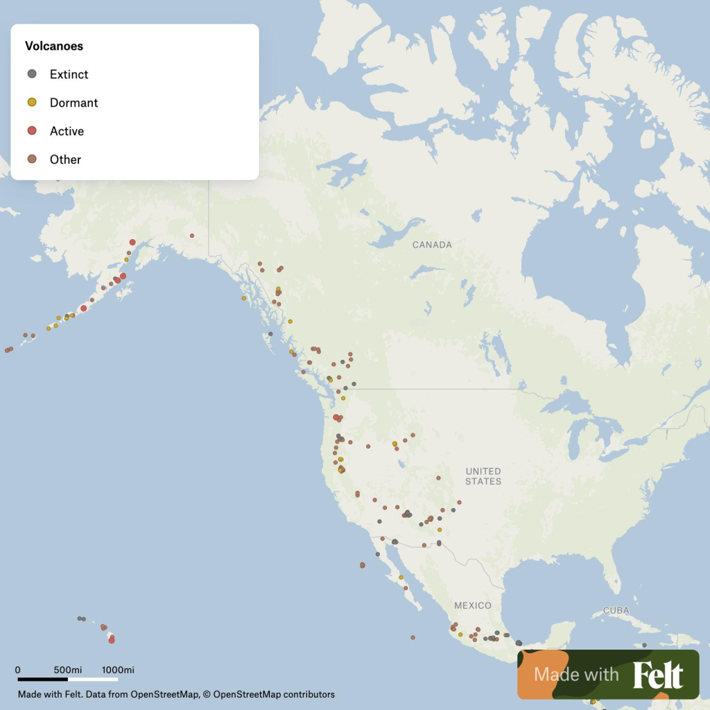 Volcanoes In The United States | Map Of Volcanoes In The Usa