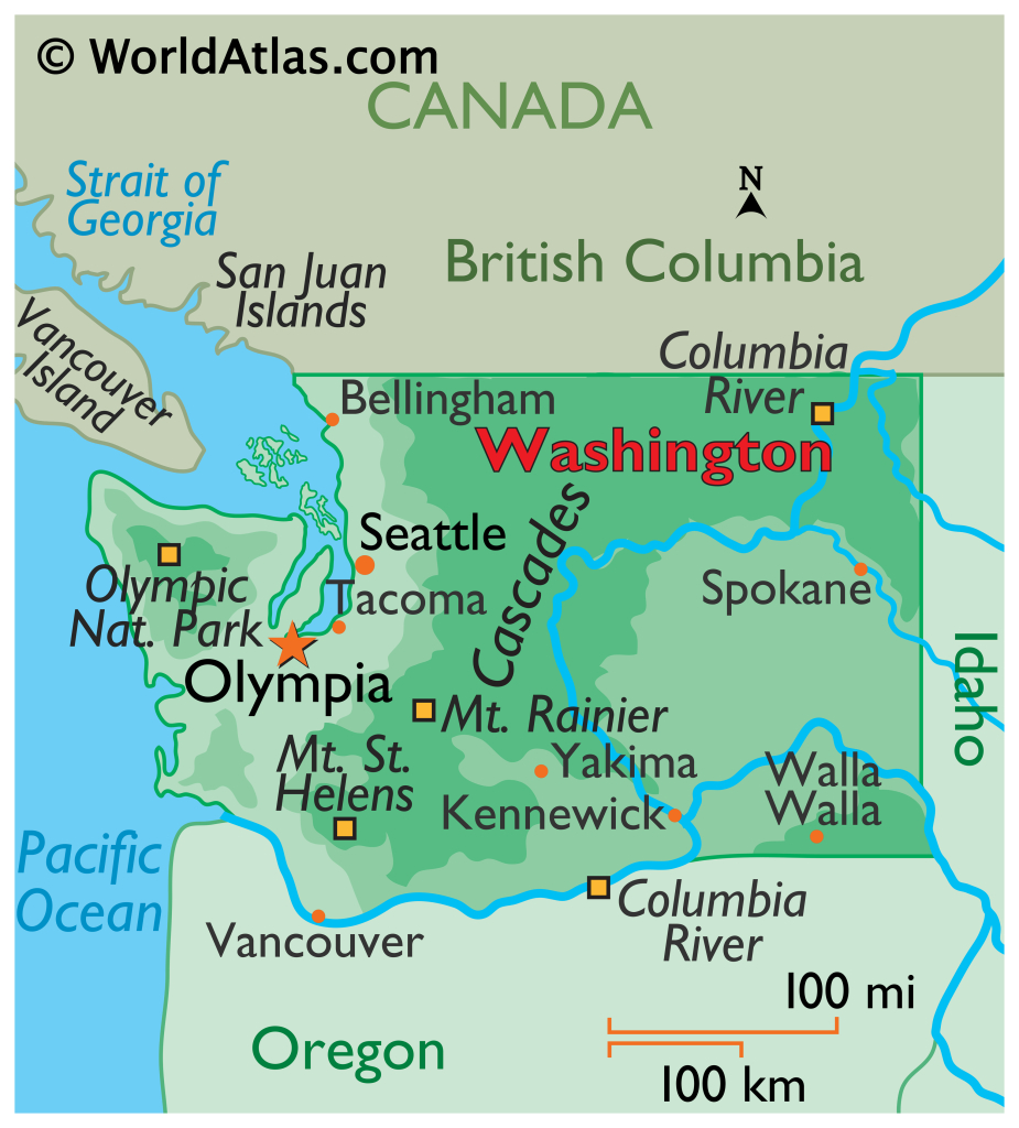 Washington Maps &amp;amp; Facts - World Atlas | Seattle Washington on Map of USA
