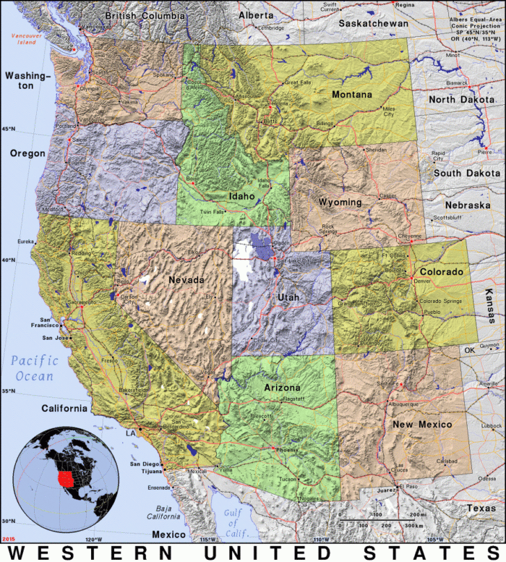 Driving Map of Western USA