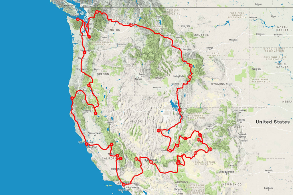 Western Usa Road Trip Journal | Kevin&amp;#039;S Travel Blog | Map of Western USA with National Parks