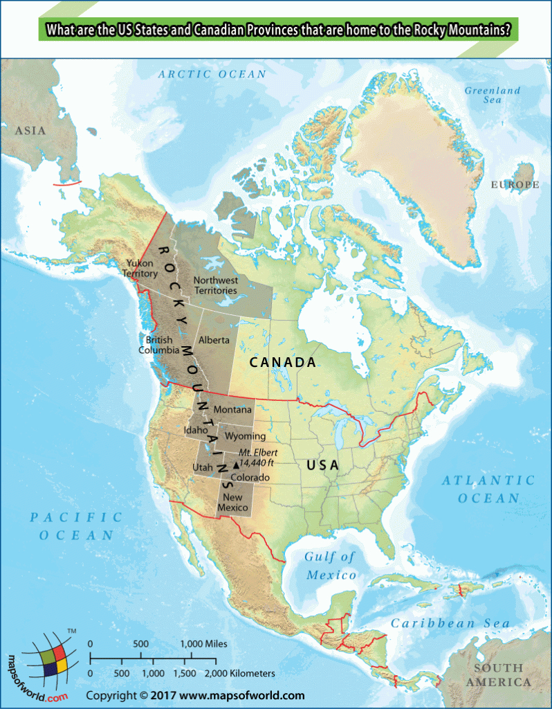 What Are The Us States And Canadian Provinces That Are Home To The | Map Of Usa With Rocky Mountains