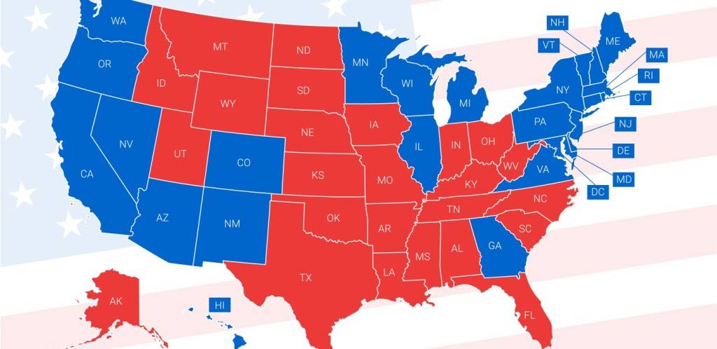 What Painted Us So Indelibly Red And Blue? | Map of USA by Political Party