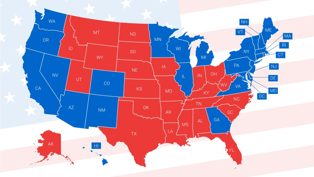 What Painted Us So Indelibly Red And Blue? | Political Map Of Usa Red And Blue States 2024