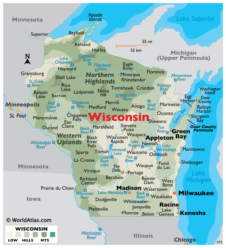 Wisconsin Maps &amp;amp; Facts - World Atlas | Wisconsinites View of the USA Map