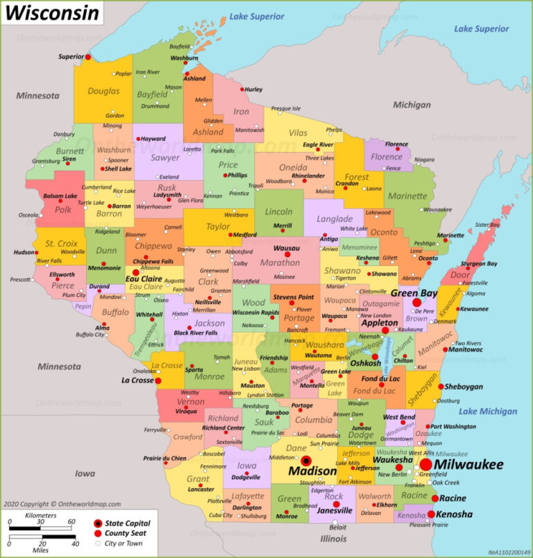 Wisconsin Us State State Map Of Wisconsin USA - Printable US Maps