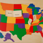 Wooden Map Puzzle Of The Usa   Has States And Capitals. Chunky | Wooden Puzzle Map Of USA