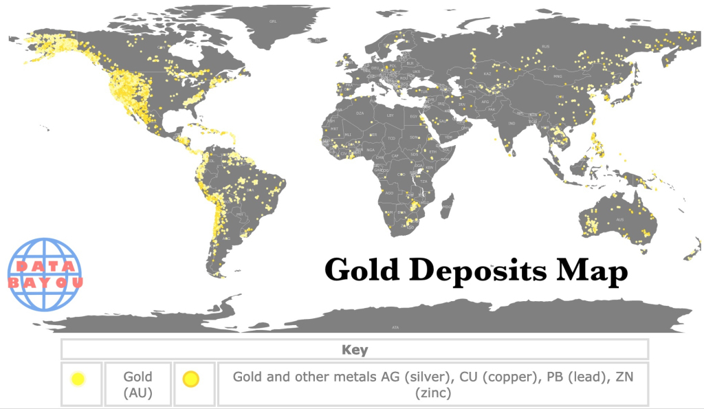 World Gold Deposits Interactive Map | Gold Mineral Map of USA