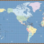 World Map Us Miller Map | Digital | Creative Force | Map Of World With USA In Center