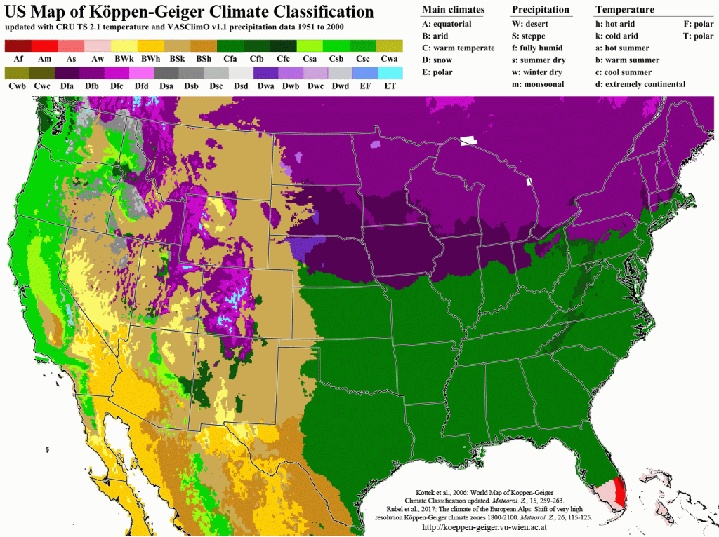 World Maps Of Köppen-Geiger Climate Classification | Climate Map of the USA