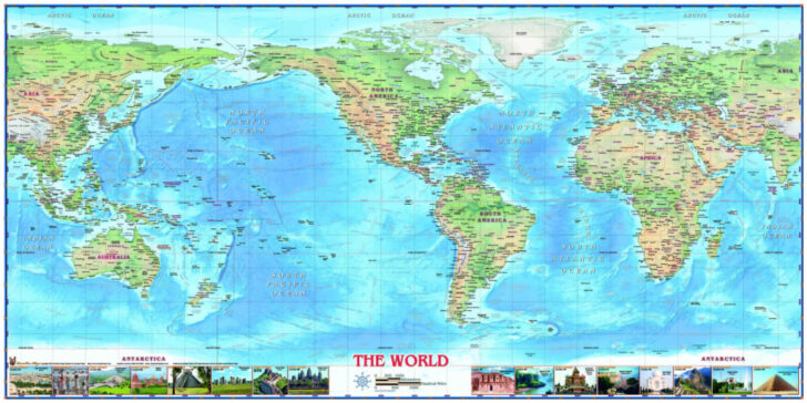 Map of World with USA in Center