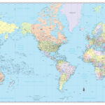 World Wall Map Usa Center Political Poster 36"X24"   Rolled | Map Of Usa In The World