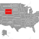 Wyoming Red Highlighted In Map Of The United States Of America | Wyoming On Map Of USA