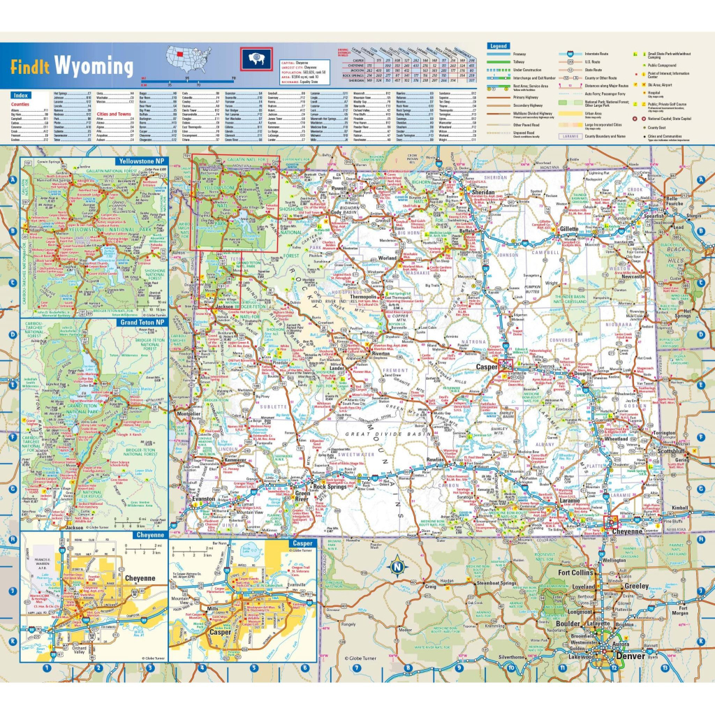 Wyoming State Wall Mapglobe Turner - The Map Shop | Road Map of Wyoming USA