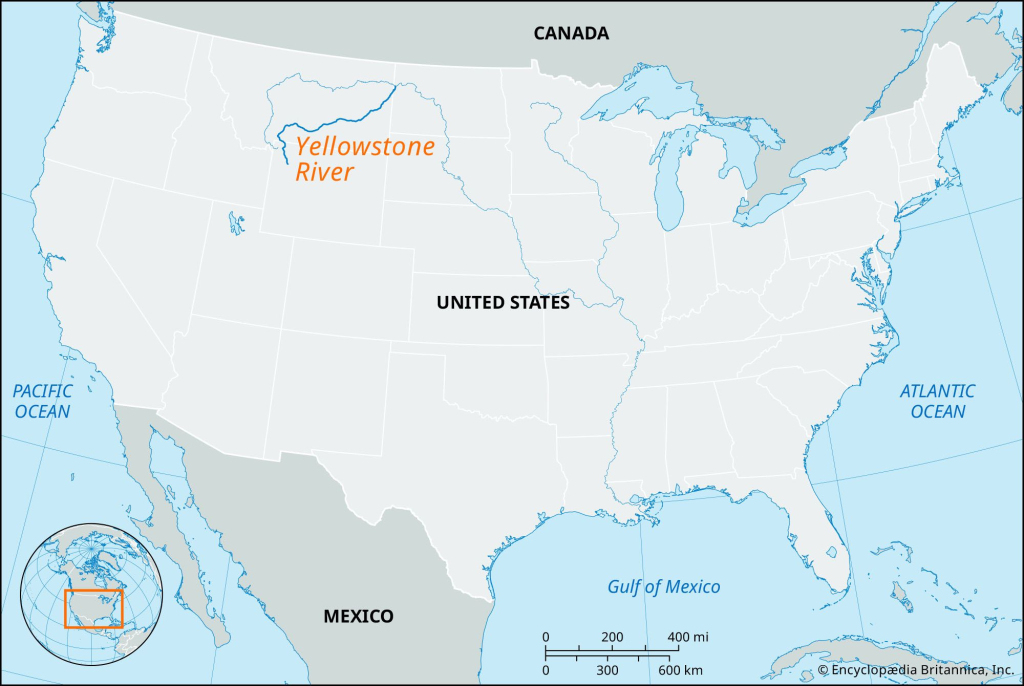 Yellowstone River | National Park, Montana, Wyoming, &amp;amp; Map | Yellowstone on Map of USA