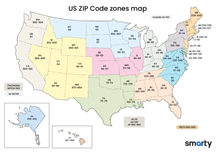 Map of Zip Codes USA Map of Zip Codes USA