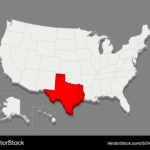 Zustand Von Texas Ist In Rot Usa Karte Hervorgehoben | Texas On The Map Of USA